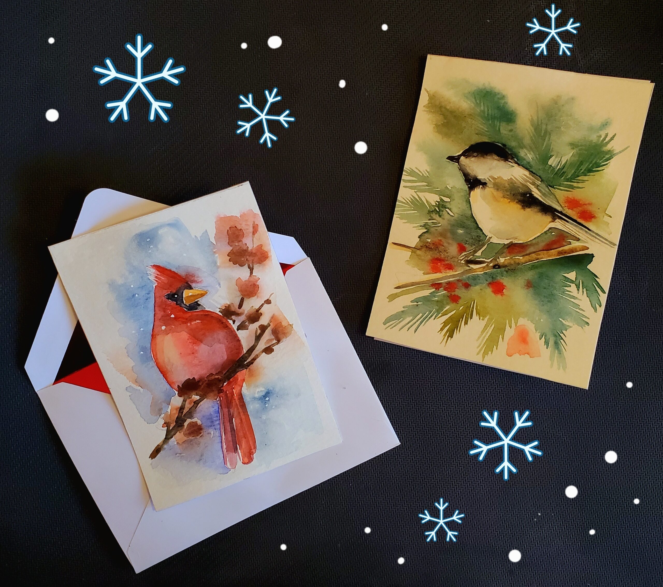 Paint Your Own Watercolor Winter Bird Cards