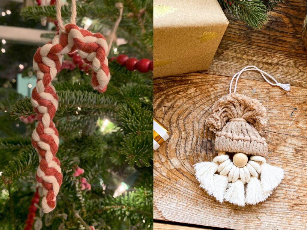 Macrame Candy Canes + Gnomes Ornaments - Wheel of Light Studio