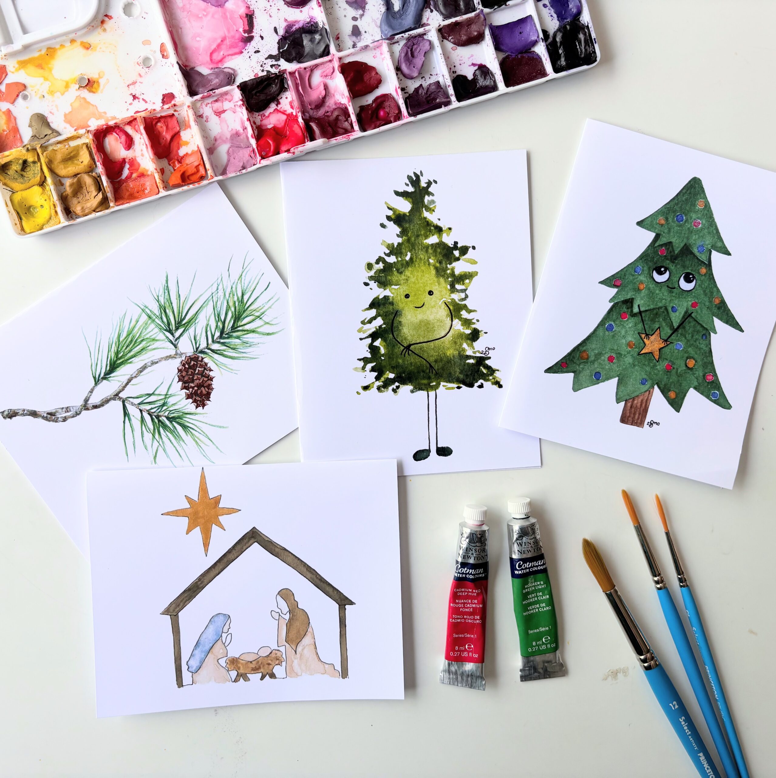 Christmas Cards in July Watercolor Workshop - Wheel of Light Studio